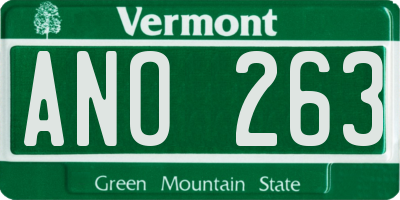 VT license plate ANO263