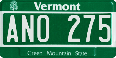 VT license plate ANO275