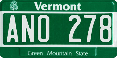 VT license plate ANO278
