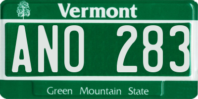 VT license plate ANO283