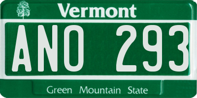 VT license plate ANO293