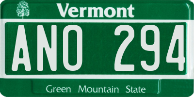VT license plate ANO294