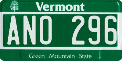 VT license plate ANO296
