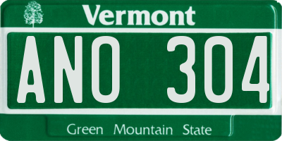 VT license plate ANO304
