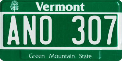 VT license plate ANO307
