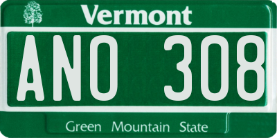 VT license plate ANO308
