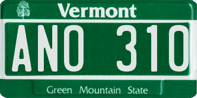 VT license plate ANO310