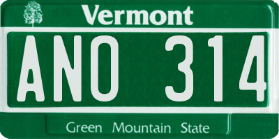 VT license plate ANO314