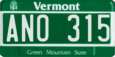 VT license plate ANO315