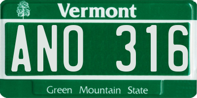 VT license plate ANO316