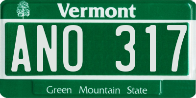 VT license plate ANO317