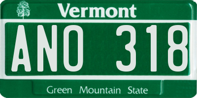 VT license plate ANO318