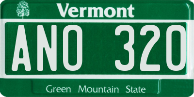 VT license plate ANO320