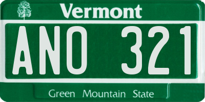 VT license plate ANO321