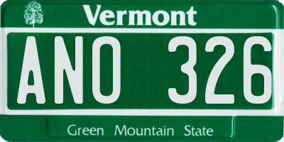VT license plate ANO326