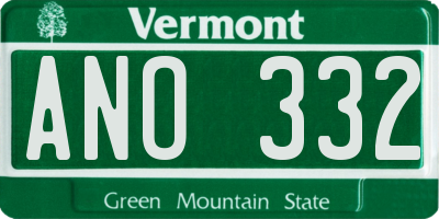 VT license plate ANO332