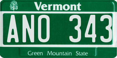 VT license plate ANO343