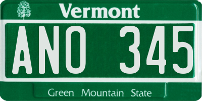 VT license plate ANO345