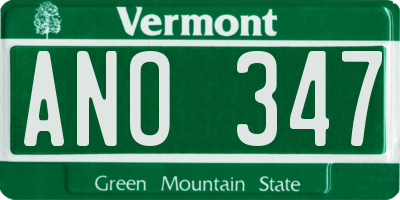 VT license plate ANO347