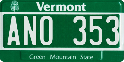 VT license plate ANO353