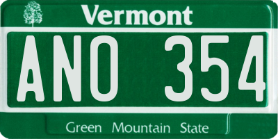 VT license plate ANO354