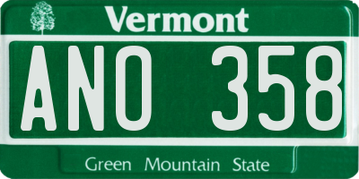 VT license plate ANO358