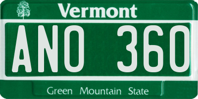VT license plate ANO360