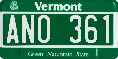 VT license plate ANO361