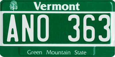 VT license plate ANO363