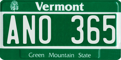 VT license plate ANO365