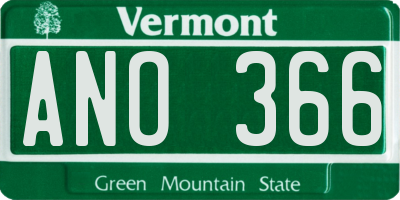 VT license plate ANO366