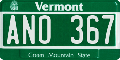 VT license plate ANO367
