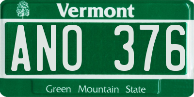 VT license plate ANO376