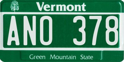 VT license plate ANO378