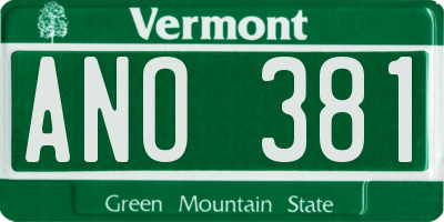 VT license plate ANO381