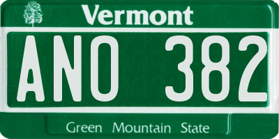 VT license plate ANO382