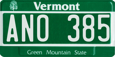VT license plate ANO385