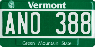 VT license plate ANO388