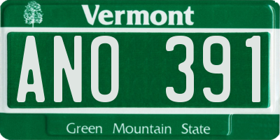VT license plate ANO391