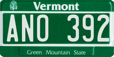 VT license plate ANO392