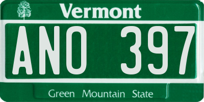 VT license plate ANO397