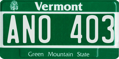 VT license plate ANO403