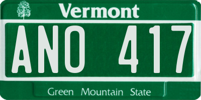 VT license plate ANO417