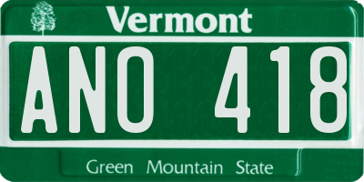 VT license plate ANO418