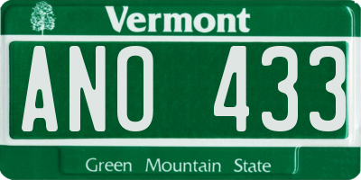 VT license plate ANO433