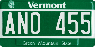 VT license plate ANO455
