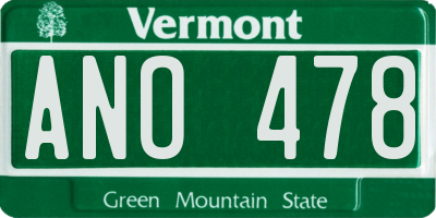VT license plate ANO478