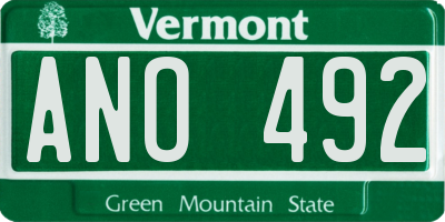 VT license plate ANO492