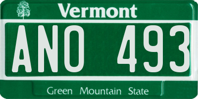 VT license plate ANO493