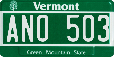 VT license plate ANO503